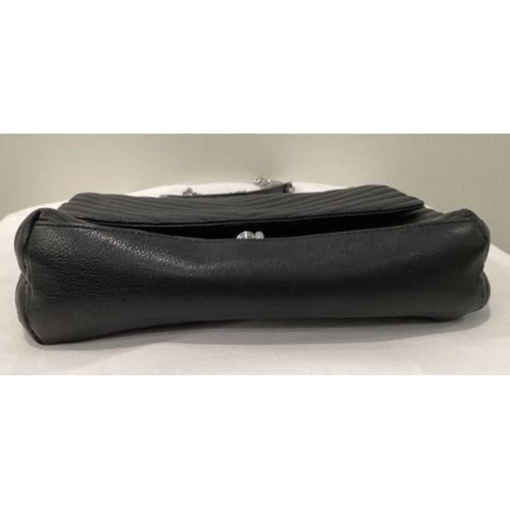 Rebecca Minkoff Edie Flap Shoulder Bag Black Quilted Leather Silver Hardware - Picture 6 of 11